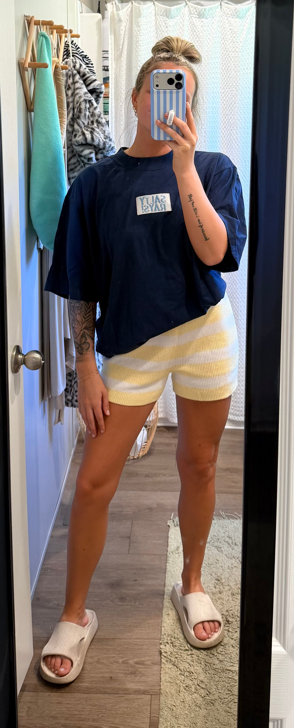 Knit Shorts - Yellow + White Stripe