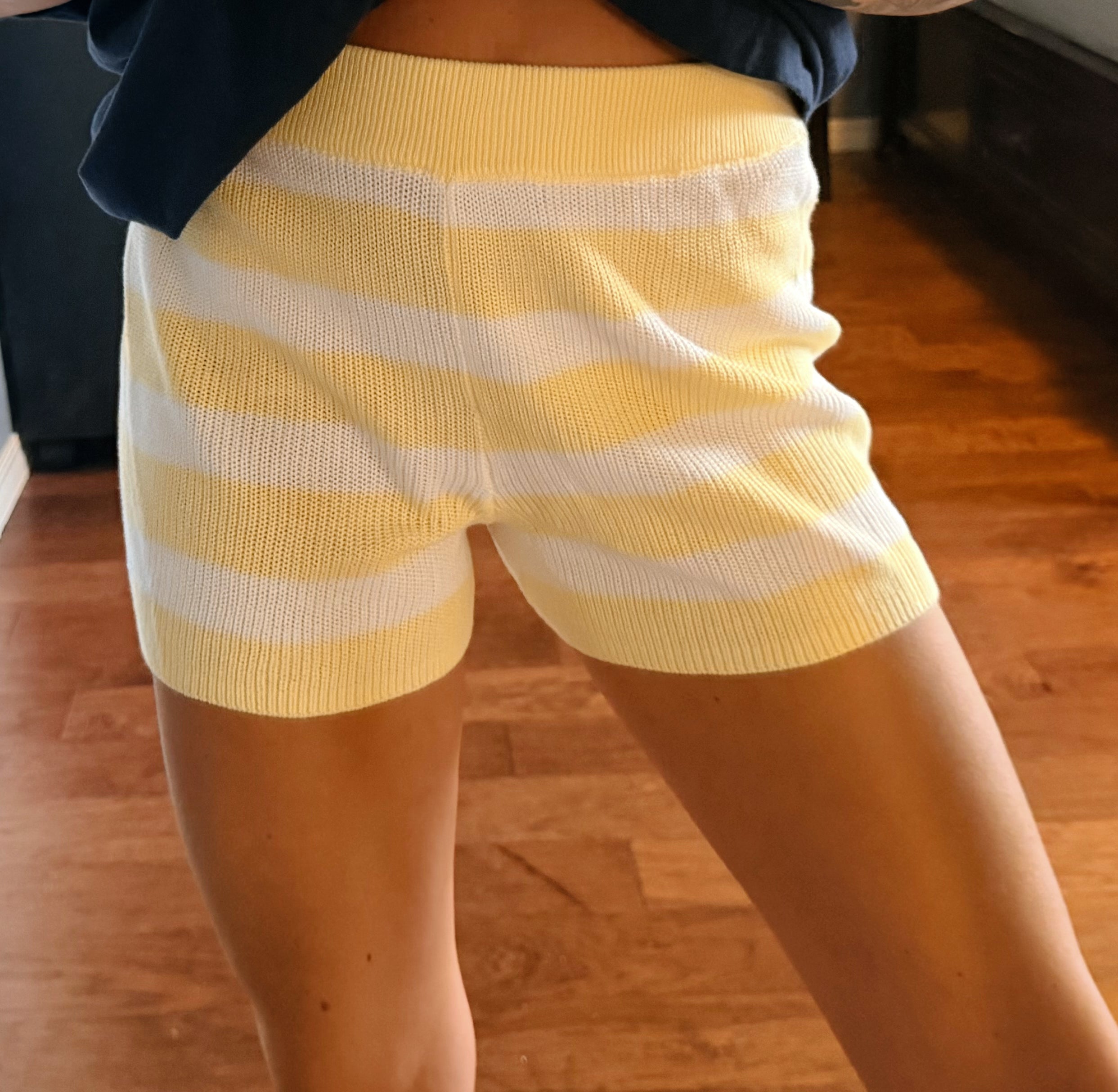 Knit Shorts - Yellow + White Stripe