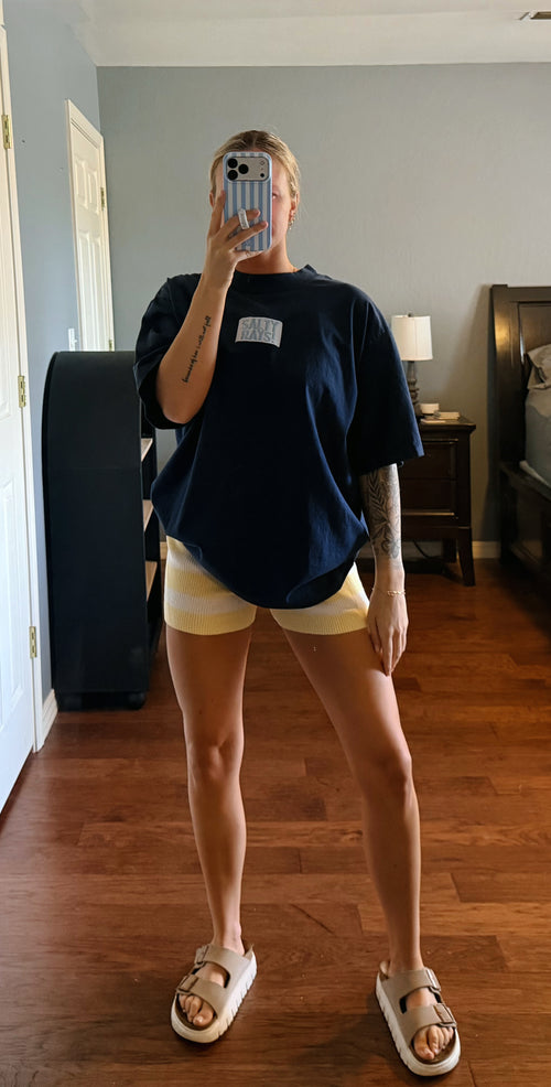 Knit Shorts - Yellow + White Stripe